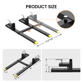 MERXENG 2000lbs Clamp on Pallet Forks, 60" Heavy Duty Fork Rack with Adjustable Stabilizer Bar for Loader Bucket Skidsteer Tractor