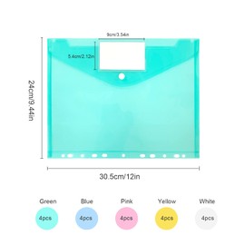 RISAKOGO Pack of 20 A4 Document Wallets for Filing, A4 Document Bag Transparent Document Bags with Buttons A4 Document Bag A4 Transparent Document Organiser
