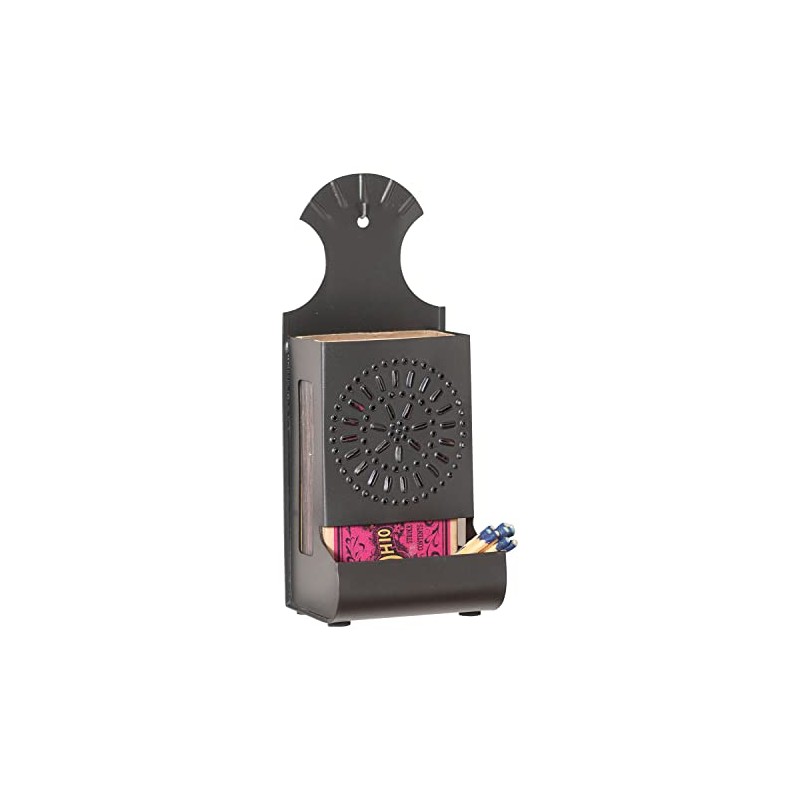 Irvin's Tinware, K18-37SM, Match Box in Smokey Black, Rustic Country