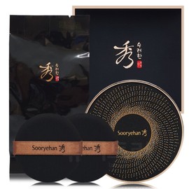 Su-ryeon Black Ginseng Cushion Foundation (main product + refill + 2 puffs) / 수려한 블랙 진생 쿠션 파운데이션 본품+리필+퍼프2개
