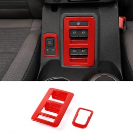 RAZPOY for Bronco Window Lift Switch Control Trim, 2PCS Center Console Rearview Mirror Adjustment Panel Cover Compatible with 2021-2025 Ford Bronco Interior Accessories, Red