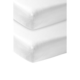 Meyco 565200 Jersey Fitted Sheet, Pack of 2, 70 x 140/150 cm (Cot Bed), White, 100% Cotton