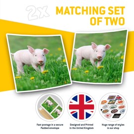 Square Stickers (Set of 2) 7.5cm - Cute Little Piglet Pig Pink Farm Animal Laptop Tablet Luggage Scrapbook #14879