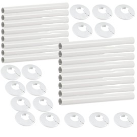 16X White Radiator Pipe Covers 15mm & 16X Radiator Collars 15mm – White Plastic Pipe Covers for Radiator Pipe & White Pipe Collars for Radiator - Radiator Pipe Sleeve Covers & Collar Set