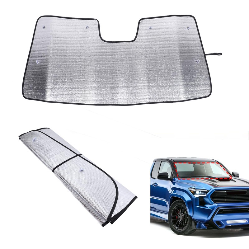 Foldable Windshield Sunshade with Suction Cup Compatible with Toyota Tacoma