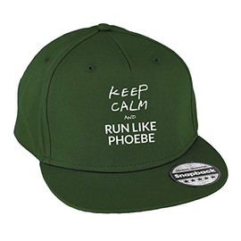 Hippowarehouse Keep Calm and Run Like Phoebe Snapback hat Premium Printed 5 Panel Flat Peak Cotton OneSize Adults Bottle Green