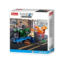 Sluban SL07158 Retro Motorcycle (46 Pieces) [M38-B0717C] Playset Building Blocks City with Toy Figure, City Life