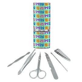 Cute Girly Ribbon Bows Set Stainless Steel Manicure Pedicure Grooming Beauty Care Travel Kit