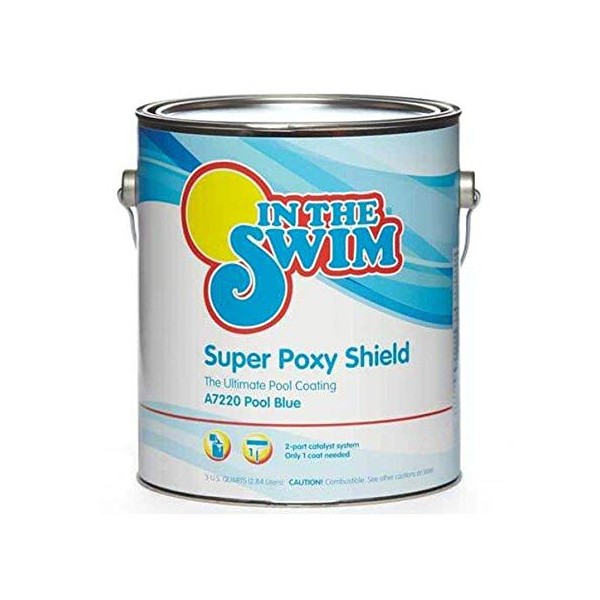 In The Swim 1 Gallon Pool Blue Super Poxy Shield - Epoxy-Base, High Gloss, Swimming Pool Paint - Long Lasting Stain Resistant
