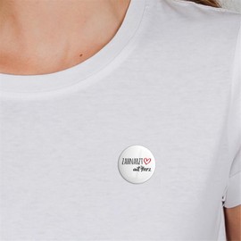 HUURAA Button Dentist with Heart Badge 59 mm with Motif for the Greatest People Gift Idea for Friends and Family