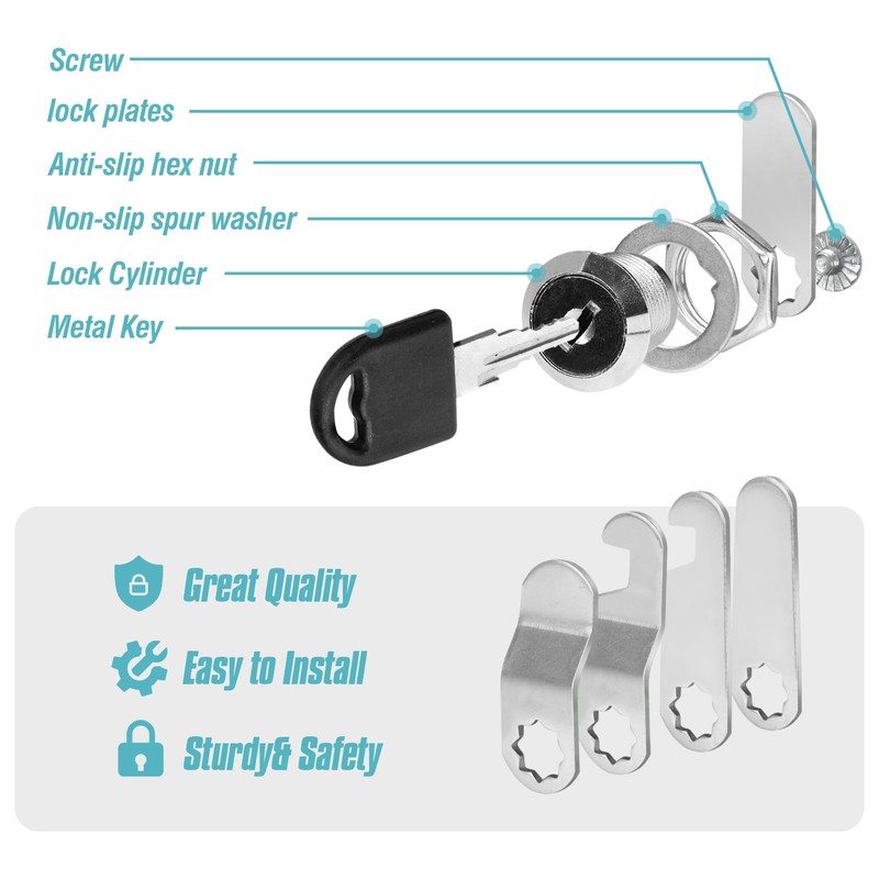 Spesh 4 Sets Cabinet Cylinder Locks - Each Includes Unique
