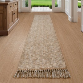 Collive Long Hallway Runner Rug 2x8, Boho Washable Runners Indoor Entryway Rug Tan Cotton Woven Kitchen Runner Rug, Farmhouse Low-Profile Front Door Floor Carpet for Bedside Laundry Room Doorway