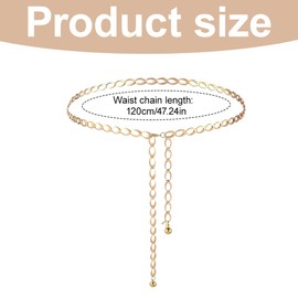 UEIOAVL Women's Belt, 1 Piece Multilayer Waist Chain Belt Fashionable Women's Belt O-Ring Chain Adjustable Body Chain Belt Metal Geometric Chain Waist Chain for Dresses Jeans (Gold)