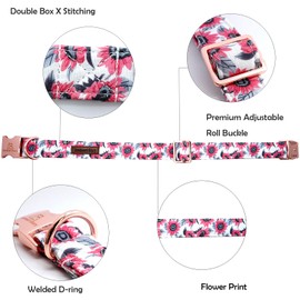 Lionheart glory Floral Rose Print Dog Collar Cute Dog Collars Spring Adjustable Soft Dog Collar Girl Pet Collars for X-Small Dogs Puppy Gift