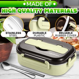 Stainless Steel Bento Box for Adults - Lunch Bento Box Adult Lunch Box 2 Compartment Lunch Containers Bento Lunch Box for Adults - Insulated Lunch Containers with Spoon, Chopstick and Phone Stand