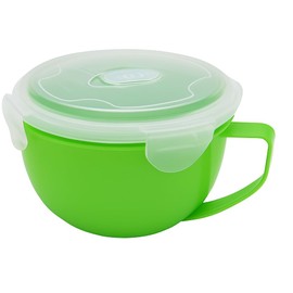 Microwave Soup Bowl with Handle and Vented Lid – 31 oz Green Microwave Ramen and Noodle Bowl – BPA Free Quick Meal Heating Mug for Soup, Pasta, Oatmeal, Leftovers