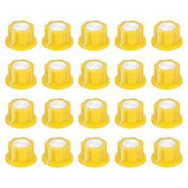 MECCANIXITY 20Pcs Potentiometer Knob Fit 1/4" Shaft Pots, Set Screw Brass Insert, Yellow Volume Controller Rotary Knobs for Guitar Effect Sound Pedal Replacement