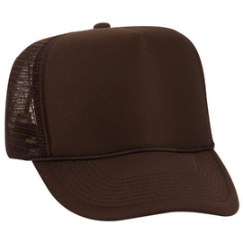 OTTO Polyester Foam Front 5 Panel High Crown Mesh Back Trucker Hat - Brown