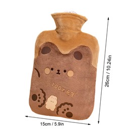 Cute Hot Water Bottles, 1L (34oz) Durable Large Hot Water Bag with Cartoon Plush Cover for Hot and Cold Compress Hand Feet Warmer Thickened Hand Warmer for Neck and Shoulder