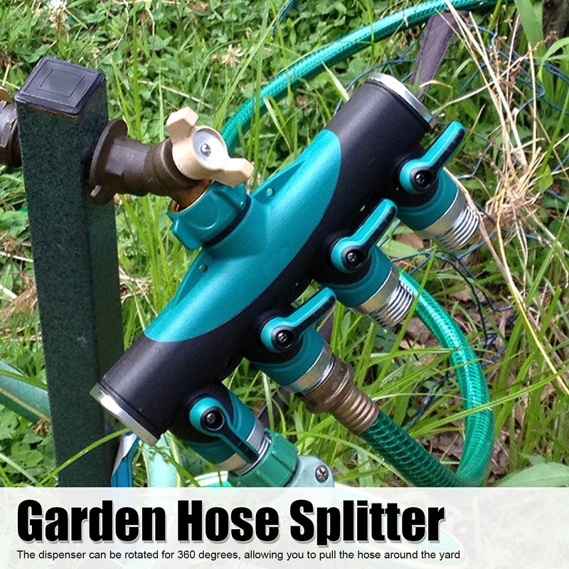 4 Way Hose Splitter Metal Valve Water Distribution Controller Connector