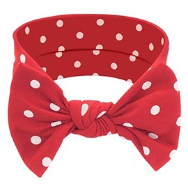 BABYGIZ Baby Girl Headbands- Newborn Infant Toddler Cotton Handmade Hairbands with Bows Child Hair Accessories (Red with White Polka Dots, 0-6 Month)