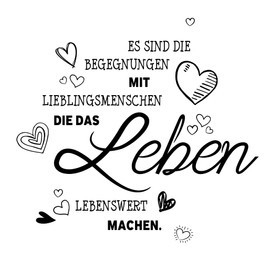TOARTI Wall Sticker with German Text "Es sind Begegnungen mit Lieblingsmenschen die das Leben Lebenswertt machen" [German Language] Black Wall Sticker for Living Room Sayings Quotes Wall Sticker