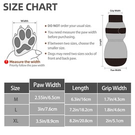 PUPTECK Anti-Slip Dog Socks with Double Sides Grips Booties for Medium Large Dogs Hardwood Floors Prevents Licking, Dog Shoes for Cold & Hot Pavement Traction Paw Protector for Senior Dogs Thickened