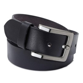 ROYALZ Antique Vintage Leather Belt for Men Buffalo Leather Made of Robust 4 mm Full Leather Jeans Men's Belt with Pin Buckle 38 mm, Black - Brushed Buckle