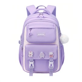 Girls Backpacks for School Children, School Bags Causal Daypacks for Girls with Pins, B02-Purple-Large