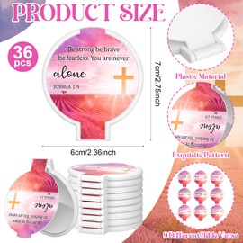 36 Sets Mini Christian Compact Mirrors for Women Inspirational Bible Verse Compact Round Mirror God Bless Mother Pocket Makeup Mirror Bulk Religious Gift for First Communion Church Baptism Party Favor
