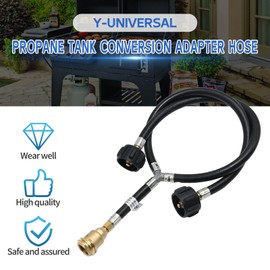 CADUFUELLY Universal Y-Split Propane Adapter Hose, 2-Way Qcc1/Type1 Inlet and POL/QCC1 Outlet Propane Hose for Connecting 5-40 lb Tanks for Grills, Heaters, Fire Pits, Fireplaces