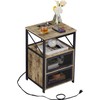 VECELO Dust Grey End Table with USB Ports and Outlets,24