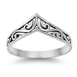 Solid 925 Sterling Silver Wishbone Pattern Ring in sizes G-Z (G)