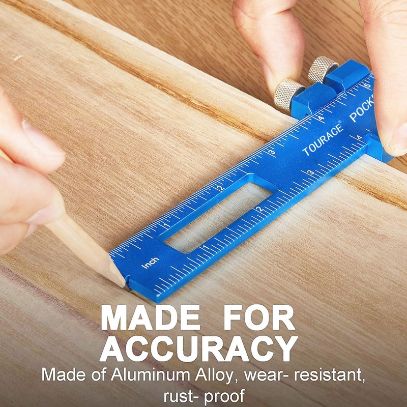TOURACE Aluminum Woodworking Rulers with Slide Stop (3 Pcs) Precision