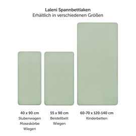 Laleni Jersey Fitted Sheet for Side Bed, Oeko-Tex Certified Bassinet/Pushchair/Pram Fitted Sheet, 100% Cotton, Baby Bed Linen, 55 x 90 cm, Set of 2, Green