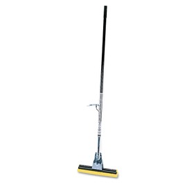Steel Roller Sponge Mop, Bronze Handle with 12" Wide Yellow Sponge, pull lever RUB6435BRO
