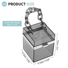 SUIKIHUM Acrylic Clear Evening Clutch Bag for Women, Shoulder Handbags Neon Hard Frame Party Purse for Wedding Prom Party (Black, Silver)