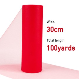 91 m x 30 cm Tulle Ribbon Red Tulle Roll Decorative Ribbon Table Runner Christmas Table Runner Polyester Tulle Fabric for Table Decoration Birthday Wedding Christmas Tree Decoration Craft DIY Tutu
