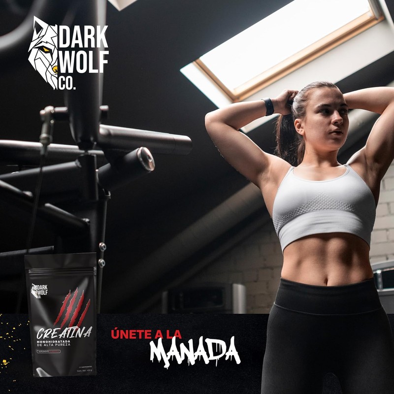 Creatina Monohidratada Dark Wolf, Alta Pureza, 100% Natural, Sin OGM,