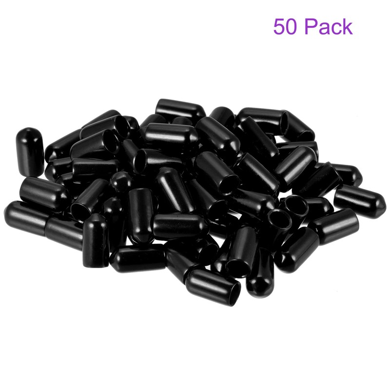 DMiotech 50 Pack 1/4" ID Black Screw Thread Protectors Rubber