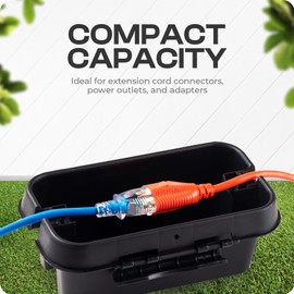 Sockitbox Original Outdoor Electric Box Waterproof - Small Outdoor Extention Cord Cover with 6 Cable Entry Waterproof Enclosure for Power Strips, Plugs, Timers, Lights - Black