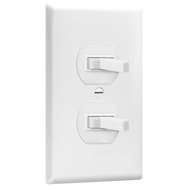 ENERLITES Duplex Double Toggle Light Switch with Wall Plate, Single Pole, Side Wiring, Copper Wire Only, Grounding Screw, Residential Grade, 15A 120V, UL Listed, 82150-WWP, White