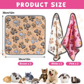 Miss Good 6 Pcs Guinea Pig Blankets Reusable Guinea Pig Cage Liner Washable Guinea Pig Bedding Pet Pee Pads Sleep Mat Pad Cover for Hamster Chinchilla Ferret Puppy Kittens Small Animals (12 x 12In)