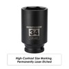 MIXPOWER 1/2" Drive Deep Impact Socket, CR-MO, 34 mm, METRIC,
