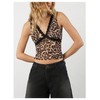 SOLY HUX Women's Leopard Print Lace Trim Crop Tops V