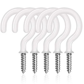 50 Pack Ceiling Hooks, 1-1/4 Inch Vinyl Coated Screw-in Hooks Hanging Plants & Flower Baskets, Multi-Function Wall Hooks Garage Hooks Cup Hooks for Indoors Outdoors - White