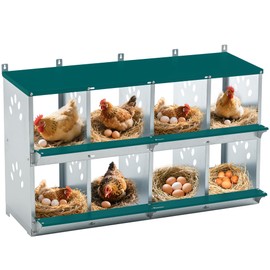 Yafylly Chicken Coop Nesting Boxes, Wall Mountable Metal Chicken Nesting Box, Easy Egg Collection Roll Away Nesting Boxes Chicken, Roosting Boxes for Chickens, 8 Compartments
