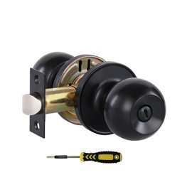 Lanwandeng Interior Door Knobs for Bedroom/Bathroom, Keyless Door Knob Interior with Lock for Bed/Bath, Black Door Lock