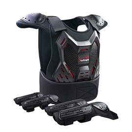 Kids Motorcycle Armor Suit Dirt Bike Gear - StarknightMT Youth Motocross Riding Protector with Knee Elbow Arm Shoulder Protection Pad for Cycling Off-Road Riding Skiing Skating (Black)