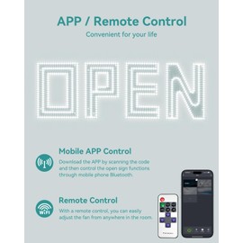 40"x14" Large LED Open Sign with Bluetooth, Remote & Timer Control – Super Bright Dimmable Business Sign for Storefront, Bar, Salon, Cafe, Retail Shops White